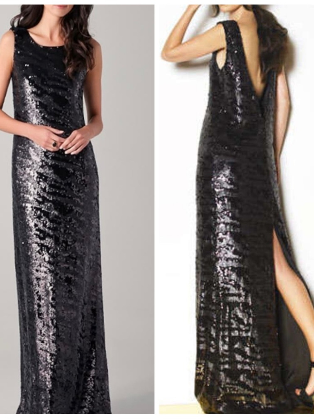 Rachel Zoe Designer Black Sequin Open Back Evening Gown Gala Red Carpet
